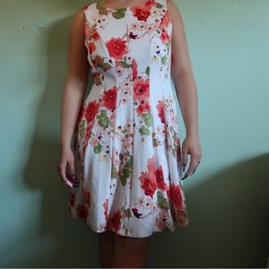 White floral printed dress.